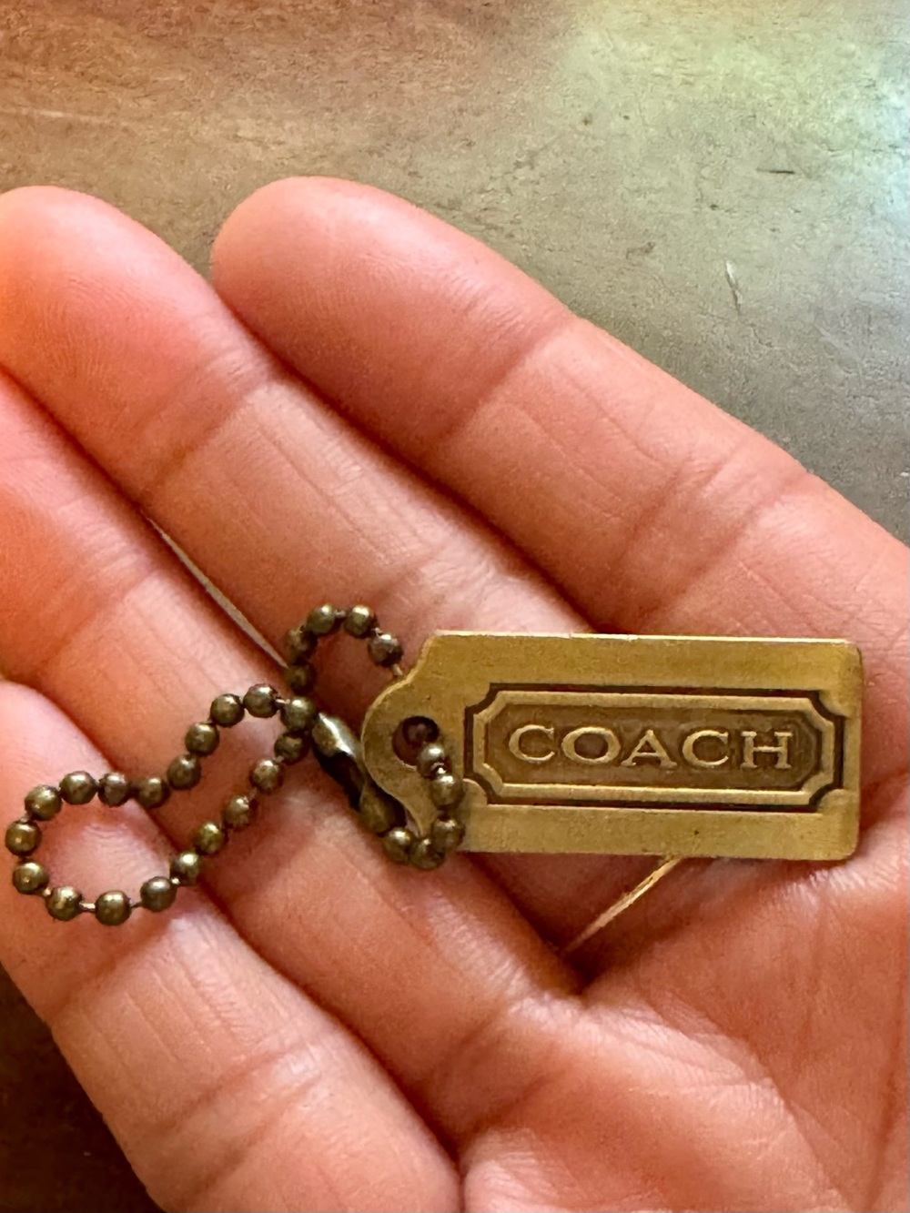 Vintage COACH Tag Keychain - Antique Brass